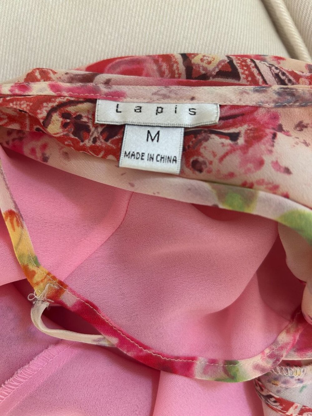 Vintage Lapis Silk Pink Floral Slip Dress - Picture 7 of 7